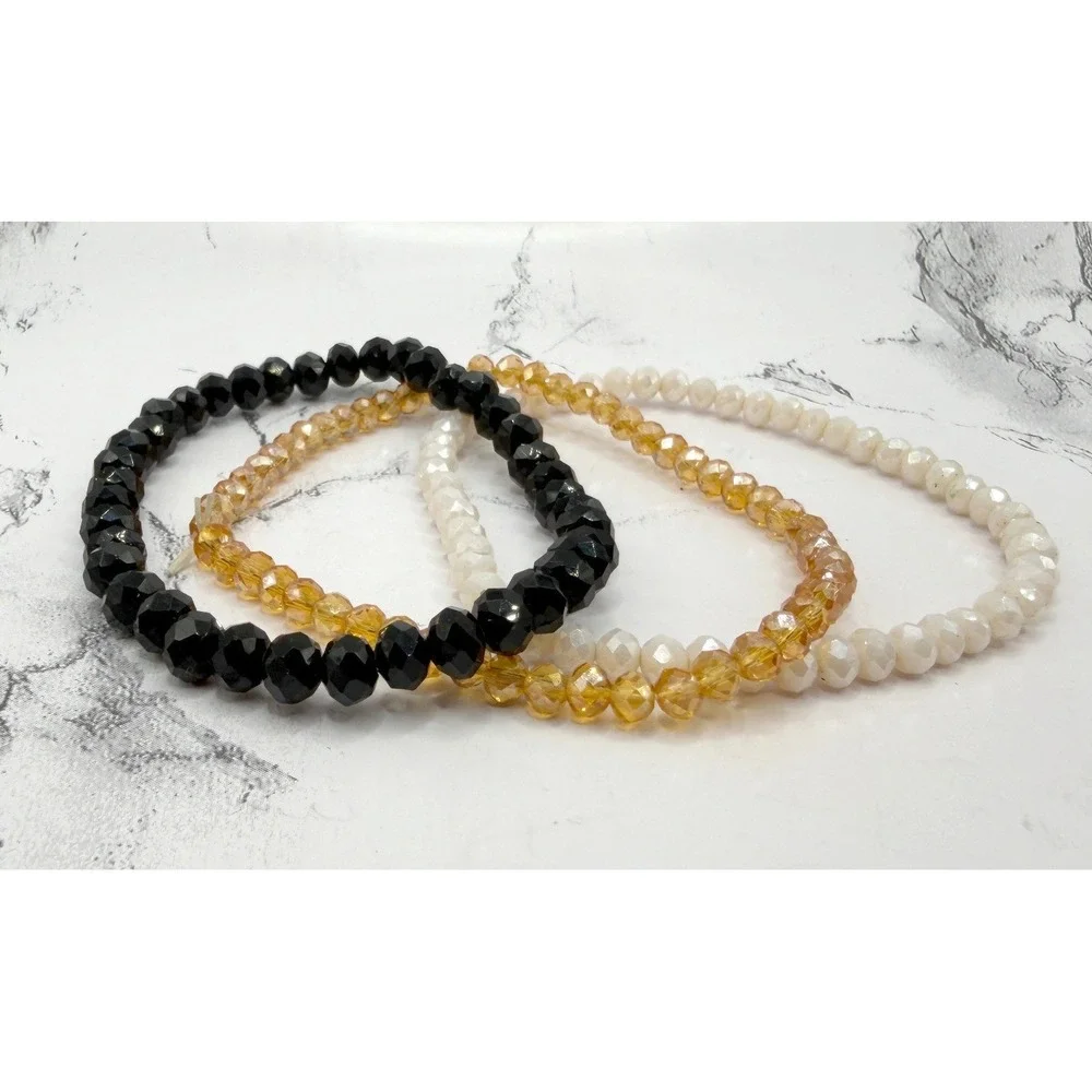 Set of 3‎ Faceted Glass Stretch Bracelets 7